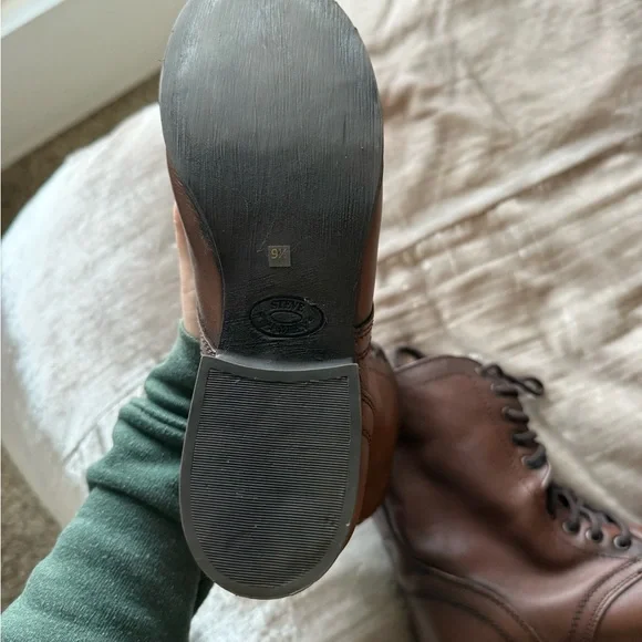 Steve Madden Troopa Brown Leather Combat Boots 9.5 - Picture 5 of 6